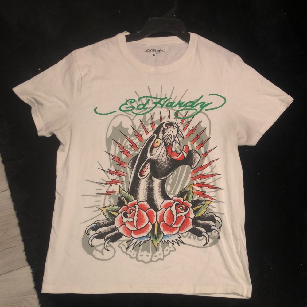 Ed Hardy Green and White Short Sleeve Tees